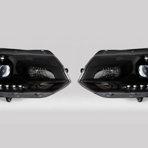 VW T5.1 TRANSPORTER 2010 - 2015 BLACK XENON LOOK HEADLIGHTS PAIR