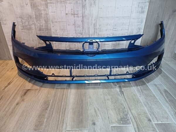 VW Polo 2017-2021 Front Bumper Without PDC Painted in REEF BLUE METALLIC LB5K