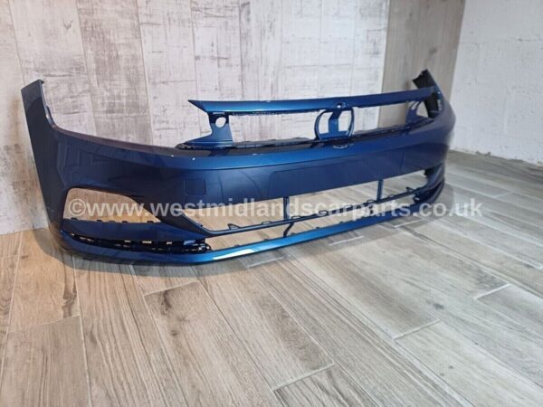 VW Polo 2017-2021 Front Bumper Without PDC Painted in REEF BLUE METALLIC LB5K - Image 2